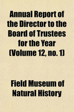 Cover of Annual Report of the Director to the Board of Trustees for the Year