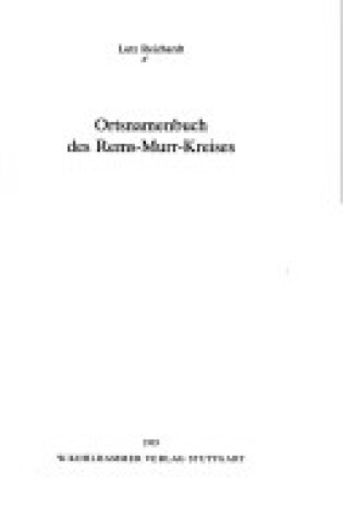 Cover of Ortsnamenbuch Des Rems-Murr-Kreises