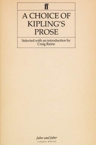 Cover of Choice of Kipling's Prose