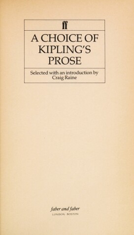 Book cover for Choice of Kipling's Prose