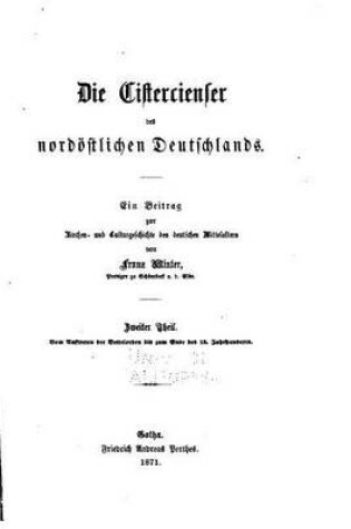 Cover of Die Cistercienser Des Nordoestlichen Deutschlands