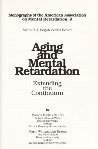 Cover of Aging and Mental Retardation