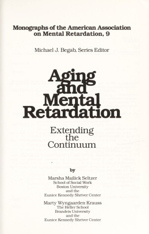 Book cover for Aging and Mental Retardation