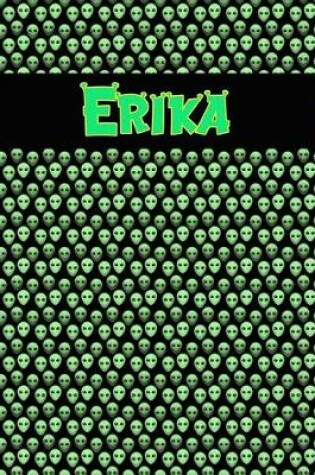 Cover of 120 Page Handwriting Practice Book with Green Alien Cover Erika