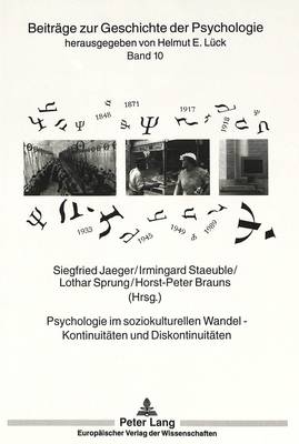 Cover of Psychologie Im Soziokulturellen Wandel -. Kontinuitaeten Und Diskontinuitaeten