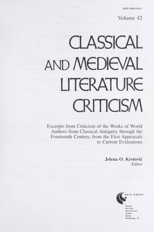 Cover of Classical and Medieval Literature Criticism
