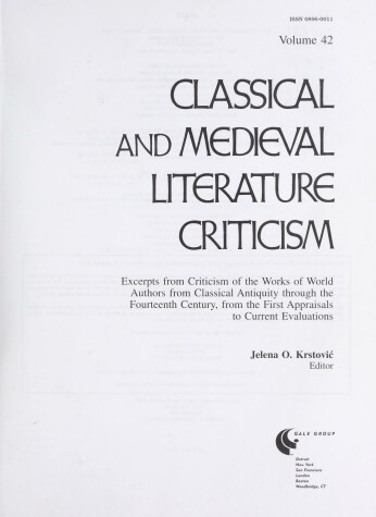 Cover of Classical and Medieval Literature Criticism