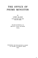Book cover for The Office of Prime Minister