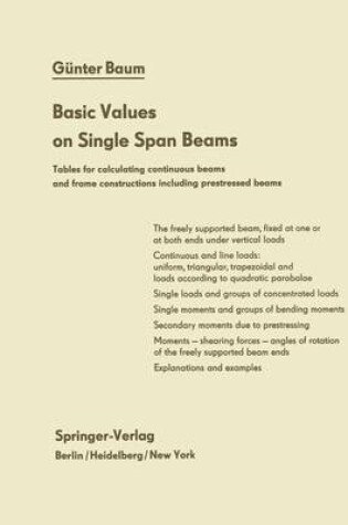 Cover of Basic Values on Single Span Beams