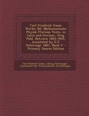 Book cover for Carl Friedrich Gauss Werke