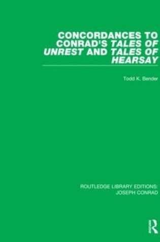 Cover of Concordances to Conrad's Tales of Unrest and Tales of Hearsay