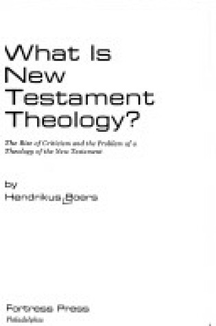 Cover of What is New Testament Theology?