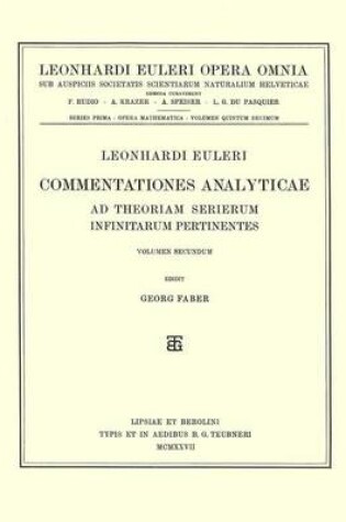 Cover of Commentationes analyticae ad theoriam serierum infinitarum pertinentes 3rd part, 1st section