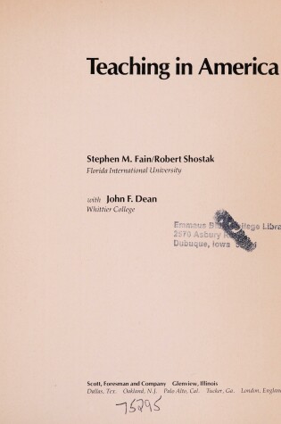 Cover of Teaching in America