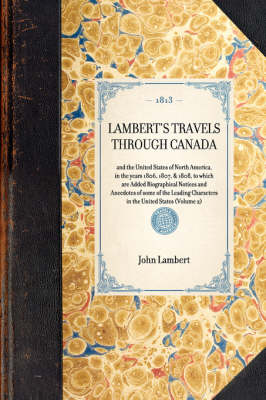 Book cover for Lambert's Travels Through Canada Vol. 2