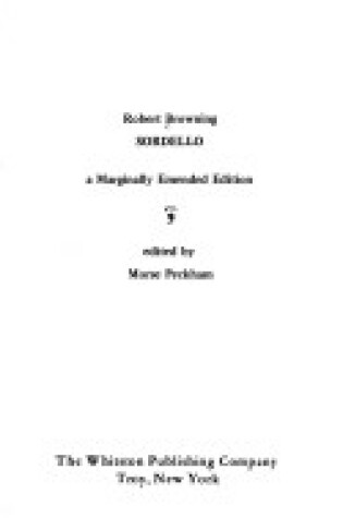 Cover of Robert Browning's Sordello