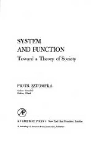 Cover of System and Function