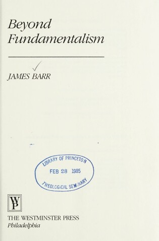 Cover of Beyond Fundamentalism