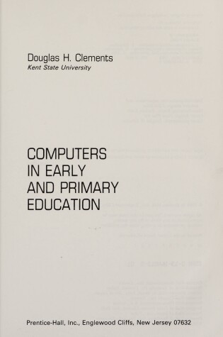 Cover of Computers in Early and Primary Education