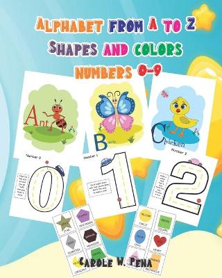 Book cover for Alphabet from A to Z, Shapes and colors, numbers 0-9