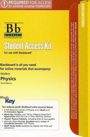 Cover of Blackboard, Student Access Kit, Physics
