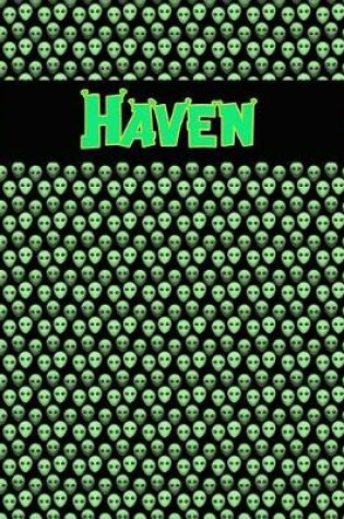 Cover of 120 Page Handwriting Practice Book with Green Alien Cover Haven