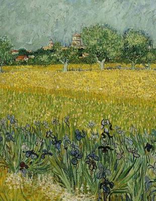 Book cover for Field with Irises Near Arles, Vincent Van Gogh. Blank Journal