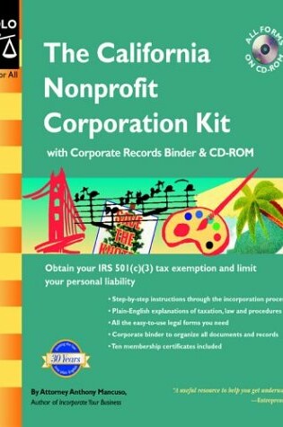 Cover of California Nonprofit Corporation Kit "Binder with CD," the