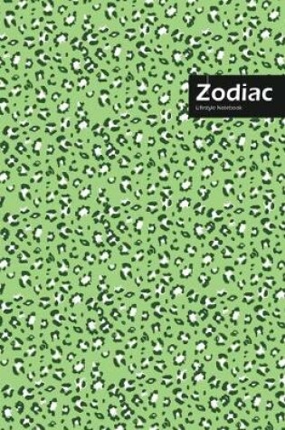 Cover of Zodiac Lifestyle, Animal Print, Write-in Notebook, Dotted Lines, Wide Ruled, Medium Size 6 x 9 Inch, 144 Pages (Green)