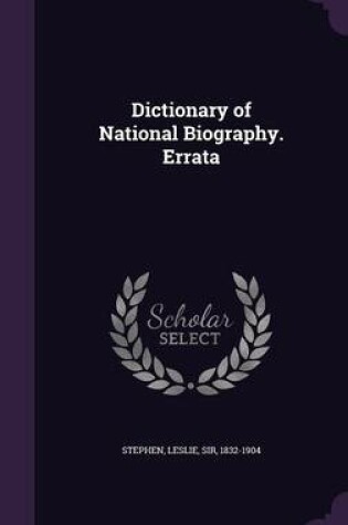 Cover of Dictionary of National Biography. Errata