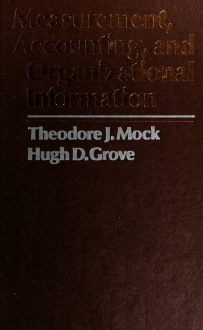 Cover of Measurement, Accounting and Organizational Information