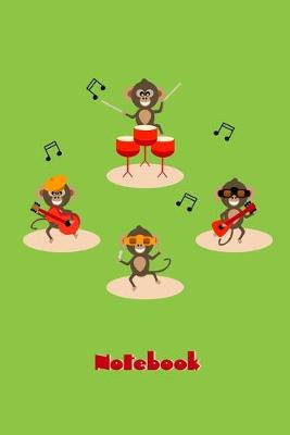 Book cover for Cheerful Chimps Rock Band Stage Performance Notebook