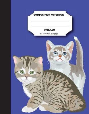 Book cover for Composition notebook unruled 8.5 x 11 inch 200 page, Cutie cat and friends