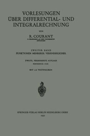 Cover of Vorlesungen Uber Differential- Und Integralrechnung