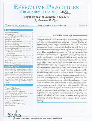 Book cover for Legal Issues for Academic Leaders