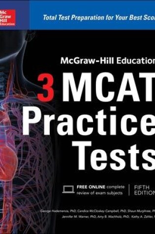 Cover of McGraw-Hill Education 3 MCAT Practice Tests, Third Edition