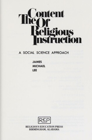 Cover of Content of Religious Instruction