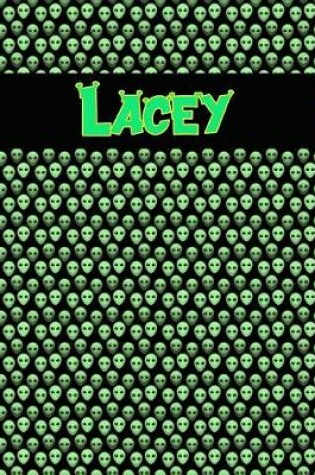 Cover of 120 Page Handwriting Practice Book with Green Alien Cover Lacey