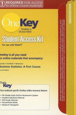 Cover of OneKey WebCT, Student Access Kit, Business Statistics