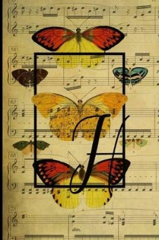 Cover of Letter "H" - Monogram Butterfly Music Journal - Blank Score Sheets