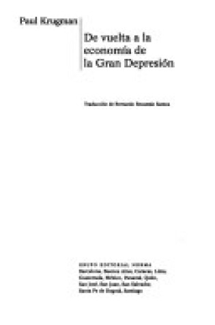 Cover of de Vuelta a la Economia de La Gran Depresion