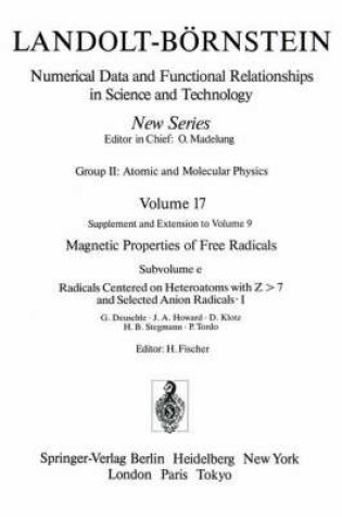 Cover of Radicals Centered on Heteroatoms with Z > 7 and Selected Anion Radicals I / Heteroatomzentrierte (Z > 7) Radikale und ausgewählte Anionradikale I