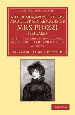 Book cover for Autobiography, Letters and Literary Remains of Mrs Piozzi (Thrale)