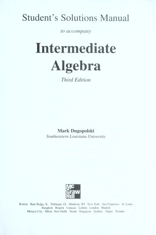 Cover of Students Solutions Manual to Accompany Intermediate Algebra