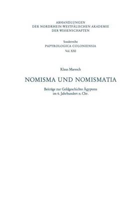 Book cover for Nomisma und Nomismatia