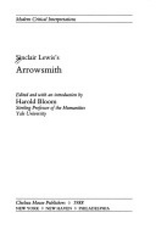 Cover of Sinclair Lewis' "Arrowsmith"