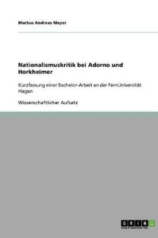 Cover of Nationalismuskritik bei Adorno und Horkheimer