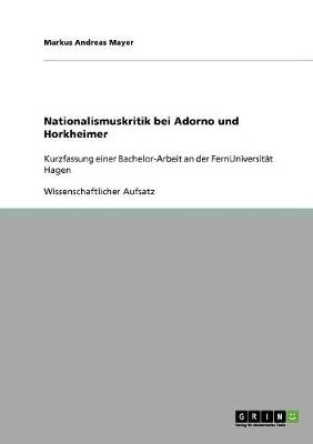 Book cover for Nationalismuskritik bei Adorno und Horkheimer