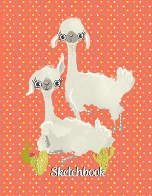 Book cover for Lovable Llamas Sketchbook - Orange with Polka Dots