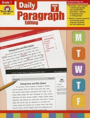 Book cover for Daily Paragraph Editing, Grade 7 Teacher Edition